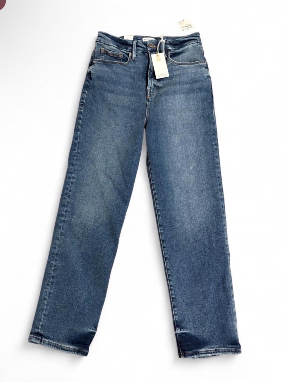 Good American Classic Straight-Leg Jeans in Blue Denim
